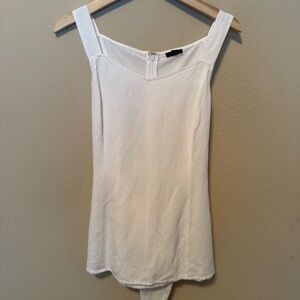 Ann Taylor Factory Cotton Wide Strap Sleeveless Shirt White Tie Women’s 6 Beach